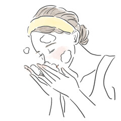 泡で洗顔をしている女性の上半身