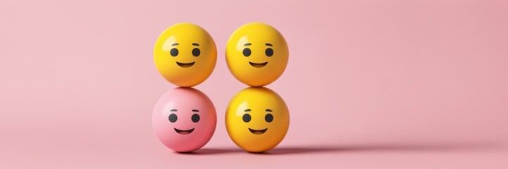 Fototapeta premium 3D render of stacked emoji spheres