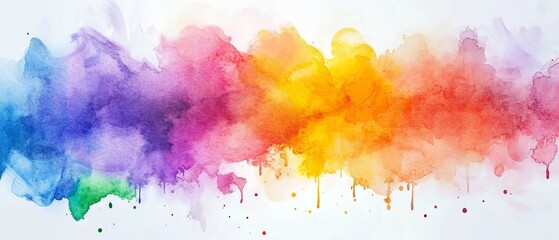Rainbow spectrum watercolor paint splash background for wedding invitations, greeting cards, birthday cards, web banners, tags, labels, logos, and text design