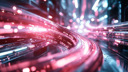 Ai generated dynamic light trails in a futuristic digital environment abstract art cyberpunk vibes technology concept