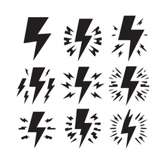 Lightning bolt silhouette vector illustration 