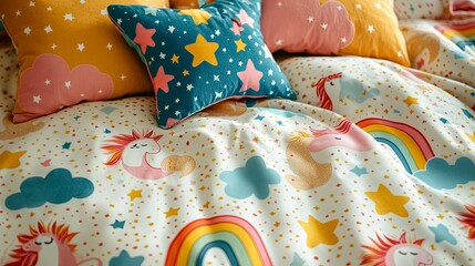 Obraz premium Magical Unicorns Rainbows And Stars Bedding Set