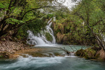 Plitvice Lakes National Park. Croatian famous resort.