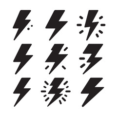 Lightning bolt silhouette vector illustration 