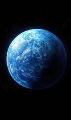 Obraz premium A vibrant blue planet set against a dark space background, symbolizing Earth or an alien world.