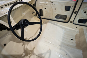 Freshly painted body of a vintage car