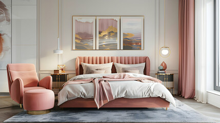 Modern style interior design 3d illustration