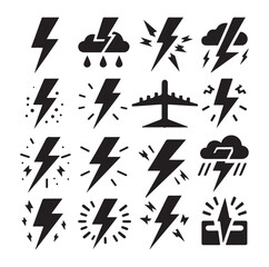 Lightning bolt silhouette vector illustration 