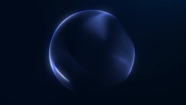 Navy blue shimmering energy sphere of glowing liquid particles and magic plasma on dark background. Luxury digital sci fi futuristic orb screensaver for business. 4k 60 fps looped minimal graphic. - Powered by Adobe