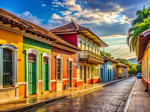 Captivating Rural Life in Choluteca, Honduras: A Glimpse of Colonial Towns with Empty Midday Streets and Timeless Traditional Architecture in a Serene Atmosphere