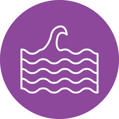 Beach Waves line circle icon