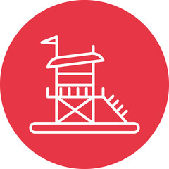 Lifeguard Tower line circle icon