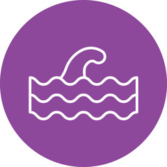 Ocean Waves line circle icon