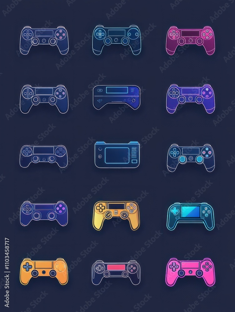 Poster game console multi color style icon. simple thin line, outline of internet things icons for ui and u