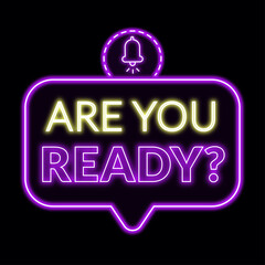 Obraz premium Neon Get Ready image free download Glowing Get Ready sticker with purple colour