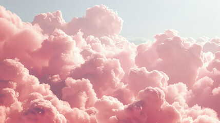 Fluffy Pink Clouds in a Light Pink Sky