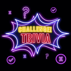 Obraz premium Free Neon Trivia Challenge Image for download Glowing Trivia challenge picture with purple