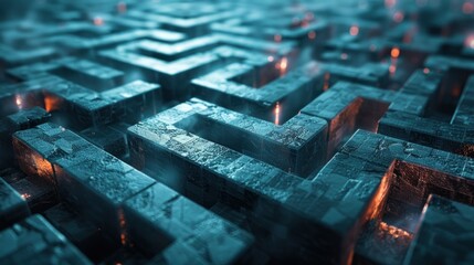 A labyrinth of glowing stone pathways, creating a mysterious and immersive environment.