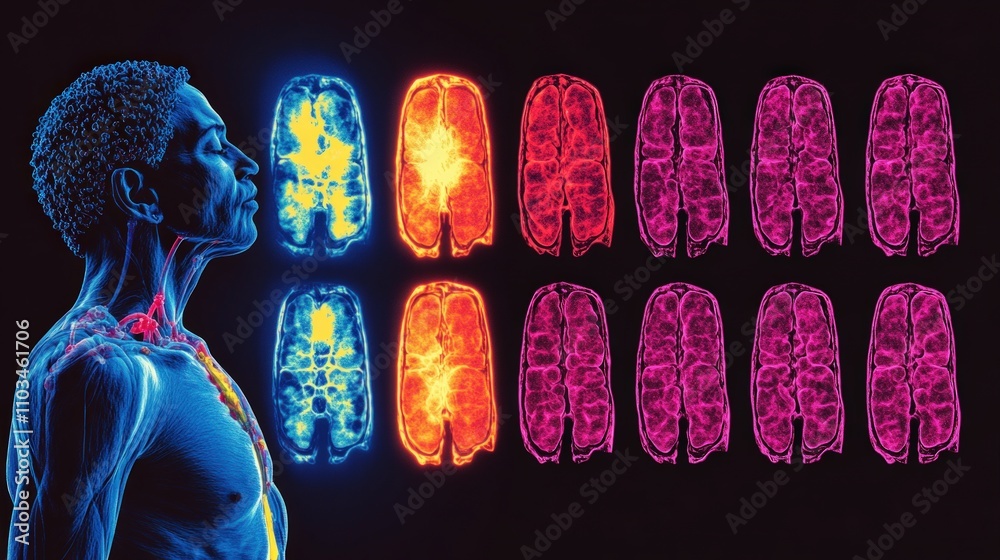 Poster Digital art and science visualizing human brain activity and neural pathways