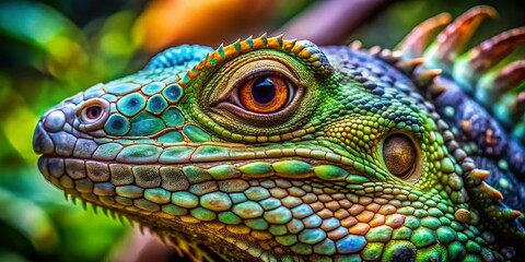Obraz premium Captivating Tilt-Shift Photography Showcasing the Intricate Texture of Dragon, Lizard, and Crocodile Skin in a Visual Feast of Nature's Design and Detail