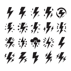 Lightning bolt silhouette vector illustration 