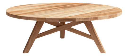 PNG Round wooden table with crossed legs