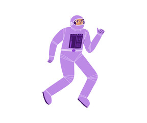 The cosmonaut is drawn in a flat style. Space, research, flight. Hand drawn vector illustration.