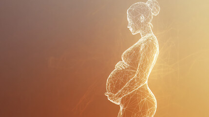 Pregnancy low poly wireframe illustration