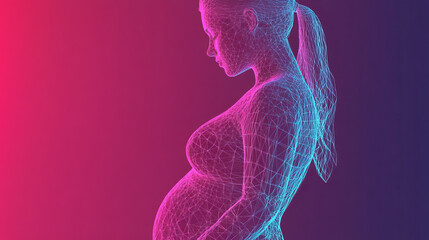 Pregnancy low poly wireframe illustration