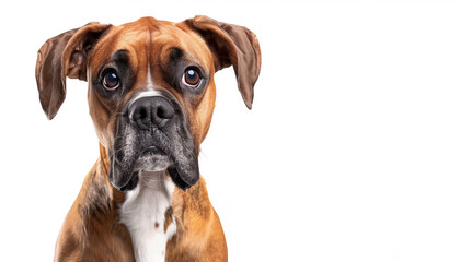 Boxer dog with copy space isolated on white 
