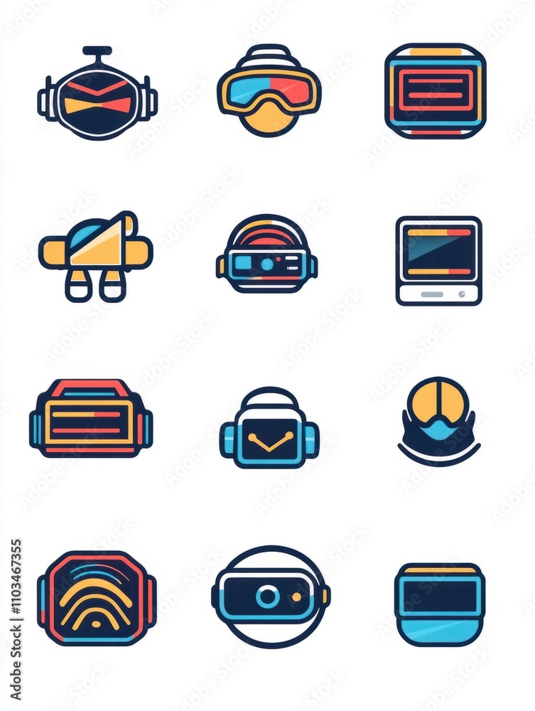 Poster virtual reality multi color style icon. simple thin line, outline of internet things icons for ui an