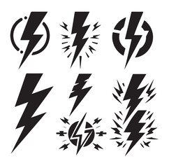 Lightning bolt silhouette vector illustration 