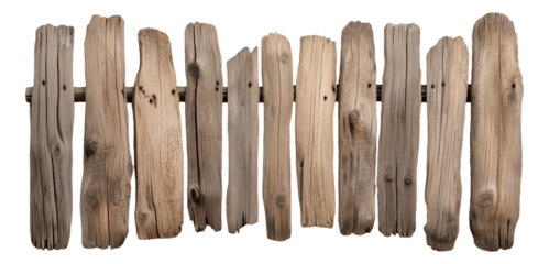 PNG Rustic wooden fence with uneven planks