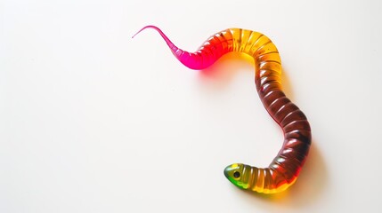 Gummy Worms and Candy on White Background - A Sweet and Colorful Confectionery Display. The Delightful Gummy Worms and Assorted Candies on the Plain White Background, with Their Bright Colors and Temp
