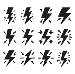 Lightning bolt silhouette vector illustration 