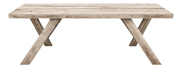 Rustic wooden table with crossed legs