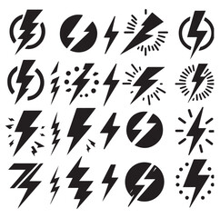 Lightning bolt silhouette vector illustration 