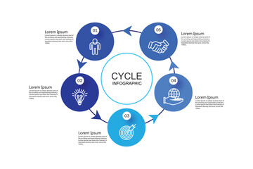 Business circle arrows infographic with 5 step
