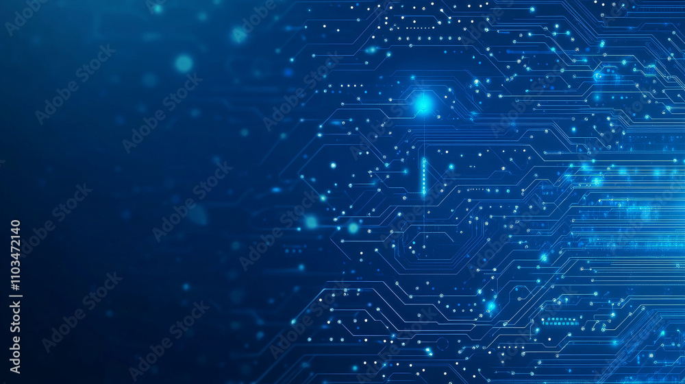 Fototapete ai chip background on technology blue background. circuit board. ai tech bg. semiconductor or cpu pr