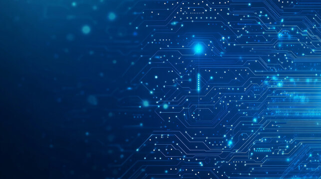 AI chip background on technology blue background. Circuit board. Ai Tech bg. Semiconductor or CPU processor. Artificial intelligence concept. Abstract digital vector illustration. Big data. 