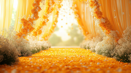 indian wedding background, empty area, yellow theme, plain 