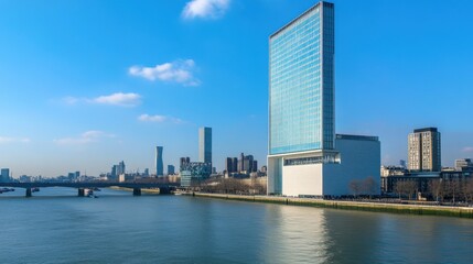 Obraz premium International Maritime Organization in London - UN Headquarters Building Overlooking City Skyline
