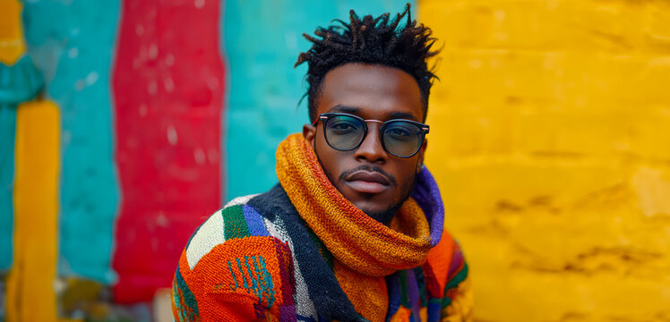 Soulful Vibes: A Stylish and Funky Photoshoot with a Groovy African American Gentleman