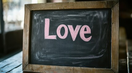 Obraz premium A chalkboard with a heart and the word 