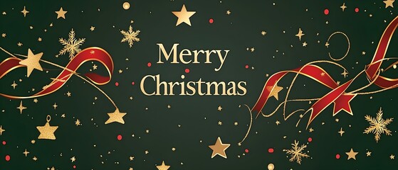 Naklejka premium Merry Christmas and Happy New Year greeting card design with stars, snow, and winter decorations.