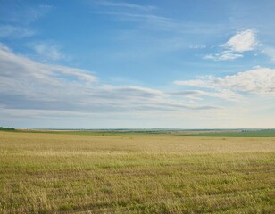 Obraz premium Wide and expansive spaces featuring elements like a wide horizon, open field, and panoramic view representing vastness, freedom, and open spaces.