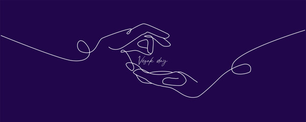 Vector one line art illustrations of buddha hands. Continuous line art of Buddha silhouette for Vesak day.
