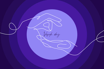 Vector one line art illustrations of buddha hands. Continuous line art of Buddha silhouette for Vesak day.