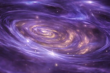 A swirling purple galaxy with a bright yellow center