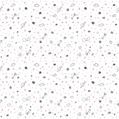 Doodle cute glitter pen line elements. Doodle heart, arrow, star, sparkle decoration symbol set icon. Simple sketch line style emphasis, kids pattern elements. Vector illustration.